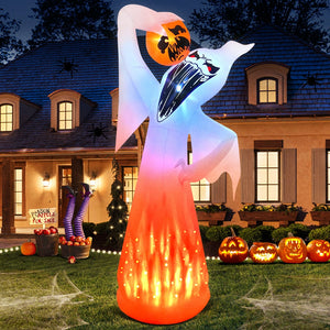 Halloween Home Outdoor Inflatable Decoration Witch Ghost Pumpkin Party Cosplay Prop Holiday Blow Up Yard Garden Decor With LED acacuss