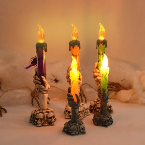 Halloween LED Ghost Skeleton Holding Candle Light lamp Haunted House Bar Party Horror Props Halloween Decoration 2023 acacuss