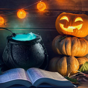 Halloween Party Mist Maker Ultrasonic Water Pond Fountain Fogger With 12 LED Light Flashes For Fish Tank Vase Birdbath Decor acacuss