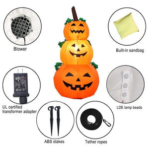 Halloween Pumpkin Ghost 120CM Giant Inflatable LED Lighted Toys 3 Jack-O-Lanterns Yard Graden Home Decoration Party Props Airbow acacuss