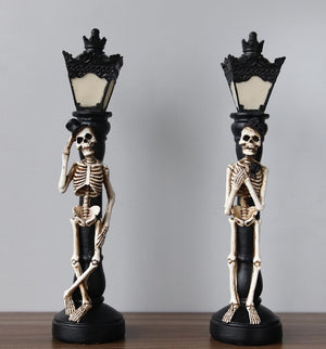 Halloween Resin Glow Skeleton Crow Street Lamp for Home Table Haunted House Bar Horror Props Halloween Party Decoration Supplies acacuss