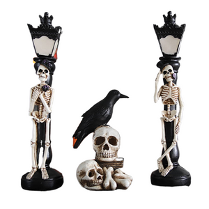 Halloween Resin Glow Skeleton Crow Street Lamp for Home Table Haunted House Bar Horror Props Halloween Party Decoration Supplies acacuss