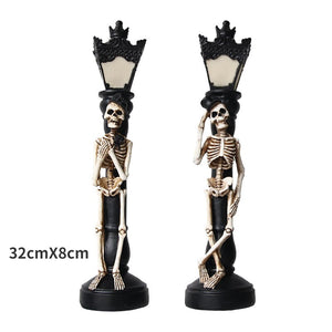 Halloween Resin Glow Skeleton Crow Street Lamp for Home Table Haunted House Bar Horror Props Halloween Party Decoration Supplies acacuss
