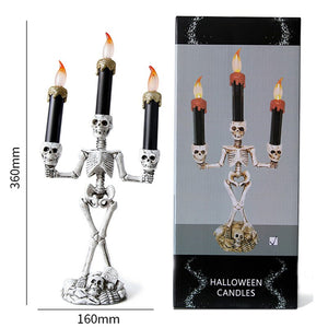 Halloween Skull Led Candle Light Ghost Hand Candlestick Battery LED Light Flameless Light Horror Props Halloween Party Bar Decor acacuss