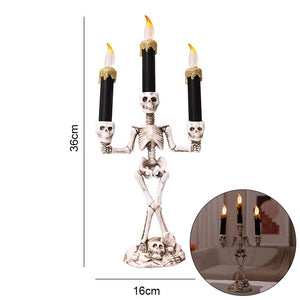 Halloween Skull Led Candle Light Ghost Hand Candlestick Battery LED Light Flameless Light Horror Props Halloween Party Bar Decor acacuss