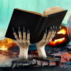 Halloween Witch Book Stand Halloween Resin Statue Witch Hand Bookends Halloween Party Table Decoration Witch Hands Book Holder acacuss