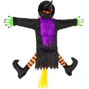 2023 New Halloween Witch Doll Courtyard Witch Crashing Into Tree Halloween Decoration Toys Funny Door Porch Tree Decors acacuss
