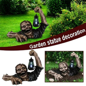 Halloween Zombie Lantern Creative Horror Outdoor LED Decoration Garden Yard Zombie Statue With Battery Lantern Lawn Decoration acacuss