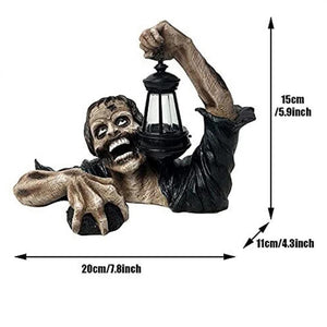Halloween Zombie Lantern Creative Horror Outdoor LED Decoration Garden Yard Zombie Statue With Battery Lantern Lawn Decoration acacuss
