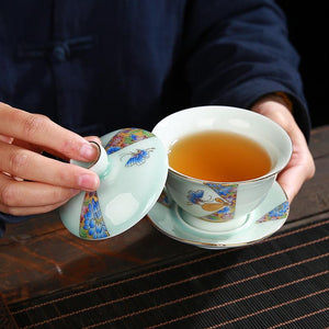 Hand Painted Gaiwan Tea Set Ceramics Kung Fu Teacup Tea Bowl Porcelain Teapot Tureen for Travel Teaware Drinkware Accessories acacuss