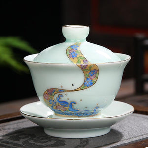 Hand Painted Gaiwan Tea Set Ceramics Kung Fu Teacup Tea Bowl Porcelain Teapot Tureen for Travel Teaware Drinkware Accessories acacuss