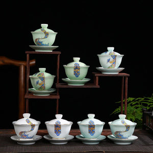 Hand Painted Gaiwan Tea Set Ceramics Kung Fu Teacup Tea Bowl Porcelain Teapot Tureen for Travel Teaware Drinkware Accessories acacuss