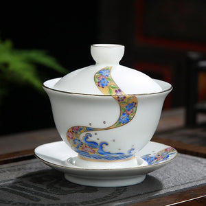 Hand Painted Gaiwan Tea Set Ceramics Kung Fu Teacup Tea Bowl Porcelain Teapot Tureen for Travel Teaware Drinkware Accessories acacuss
