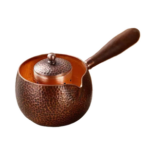 Handcraft Pure Copper Teapot Kettle Coffee Tea Pot with Handle Water Boiler Hammer Pattern Drinkware acacuss