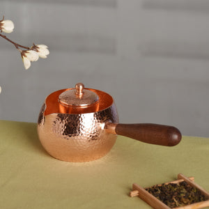 Handcraft Pure Copper Teapot Kettle Coffee Tea Pot with Handle Water Boiler Hammer Pattern Drinkware acacuss