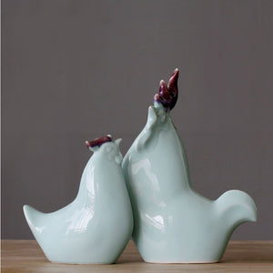 Handmade Ceramic Crafts Porcelain Chicken Rooster Chick Simulation Animal Sculpture Decorative Figurines Decoration Accessories acacuss