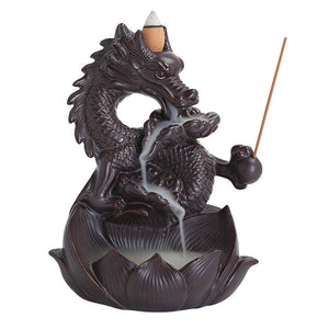 Handmade Dragon Ceramic Waterfall Backflow Smoke Incense Burner Living Room Decor Incense Holder Feng Shui Decoration - acacuss