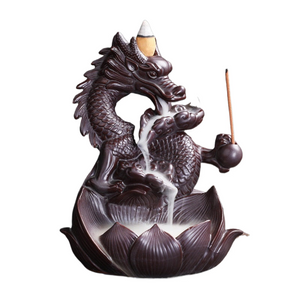 Handmade Dragon Ceramic Waterfall Backflow Smoke Incense Burner Living Room Decor Incense Holder Feng Shui Decoration - acacuss