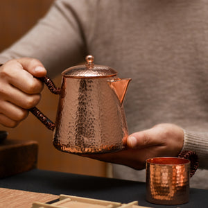 Handmade Pure Copper Teapot Tea Kettle Hammer Pattern Kung Fu Tea Drinkware Tableware acacuss