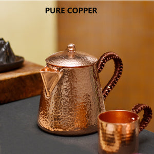 Handmade Pure Copper Teapot Tea Kettle Hammer Pattern Kung Fu Tea Drinkware Tableware acacuss