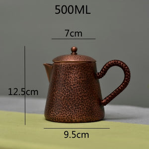 Handmade Pure Copper Teapot Tea Kettle Hammer Pattern Kung Fu Tea Drinkware Tableware acacuss