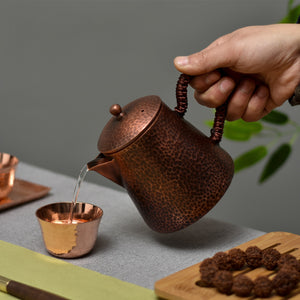 Handmade Pure Copper Teapot Tea Kettle Hammer Pattern Kung Fu Tea Drinkware Tableware acacuss