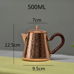 Handmade Pure Copper Teapot Tea Kettle Hammer Pattern Kung Fu Tea Drinkware Tableware acacuss