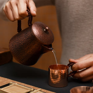 Handmade Pure Copper Teapot Tea Kettle Hammer Pattern Kung Fu Tea Drinkware Tableware acacuss