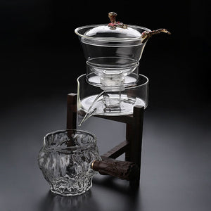 Heat-resistant glass tea set magnetic water diversion rotating cover bowl semi-automatic tea maker lazy teapot Kungfu tea set acacuss
