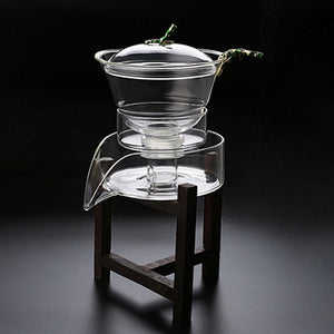 Heat-resistant glass tea set magnetic water diversion rotating cover bowl semi-automatic tea maker lazy teapot Kungfu tea set acacuss