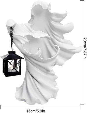 Hell's Messenger with Lantern- 2023 Upgraded Halloween Witch Lantern Decorations, Faceless Ghost Sculpture Resin Halloween Decor acacuss