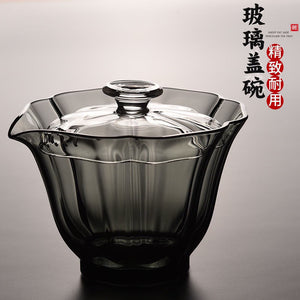 High End Baicai Glass Gaiwan Tea Cup with Filter Scald Proof Tea Cup Hand Holding Teapot High Quality Chinese Kung Fu Tea Set acacuss