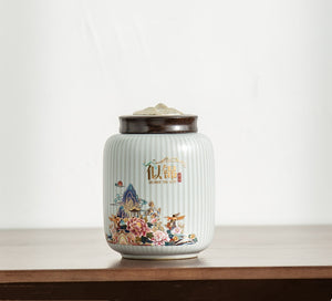 High-end Ceramics Tea Caddy Large Capacity Household Storage Tank Travel Sealed Tea Jar Coffee Powder Candy Spice Canister acacuss