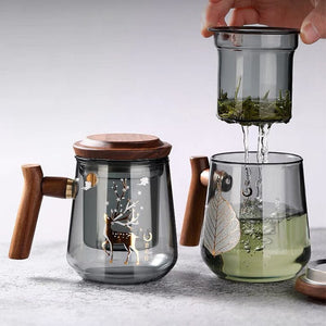 High-grade Heat-resistant Glass MugTea Water Separation Tea Cup Kung Fu Tea Set Filter Water Cup with Lid Filter Office Tea Cup acacuss
