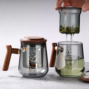 High-grade Heat-resistant Glass MugTea Water Separation Tea Cup Kung Fu Tea Set Filter Water Cup with Lid Filter Office Tea Cup acacuss