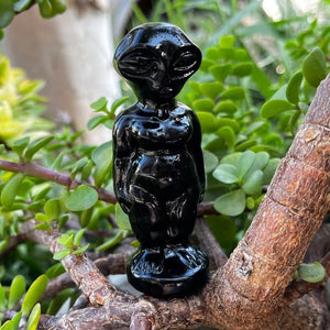 High-quality obsidian 、Yooperlite Alien Skulls Stone Carving Figurine Healing Crystal Statue Home Decoration Gemstone Craft Gift acacuss