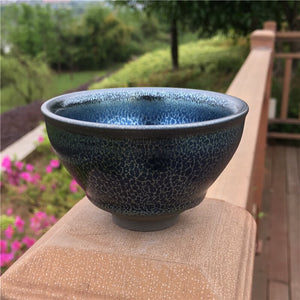 Historical Style Tenmoku Tea Cup w/good Blue Glaze Porcelain Japanese Style Teacup Water Cup Kungfu Teacup Drink/JIANZHAN acacuss