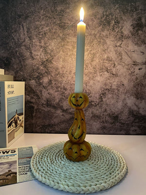 Home Decor Halloween Pumpkin Candlestick Decorations Resin Crafted Hollow Candle Base Halloween Decoration Candlestick acacuss