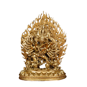 Home Gift Chinese Style Crafts Decoration Pure Copper Yamantaka Buddha Statue Home Serving acacuss