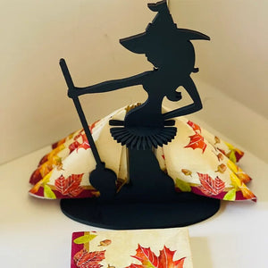 2023 Home Wooden Halloween Black Witch Napkin Holder New Creativity Kitchen Dining Room Decorative Ornament acacuss