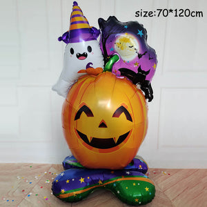 Huge Standing Halloween Pumpkin Ghost Balloons Witch Bat Spider Foil Ballon Inflatable Kids Toys Globos Halloween Party Supplies acacuss