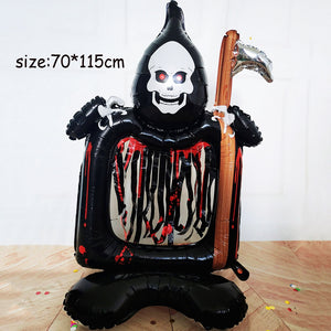 Huge Standing Halloween Pumpkin Ghost Balloons Witch Bat Spider Foil Ballon Inflatable Kids Toys Globos Halloween Party Supplies acacuss