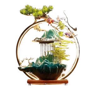 ACACUSS Ceramic Lotus Incense Burner Led Lamp Circulating Water Ornaments Make Money Modern Rockery Fountain Fish - ACACUSS
