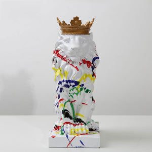 Ins Splash Color Crown Lion Statue Resin Handicrafts Home Furnishing Ornaments Home Entrance Decoration Small Ornaments Gift acacuss