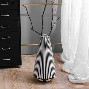 Irregular Black White Striped Vase Flower Arrangement Container Countertop Ceramic Hydroponic Flower Vase Home Decoration Crafts acacuss