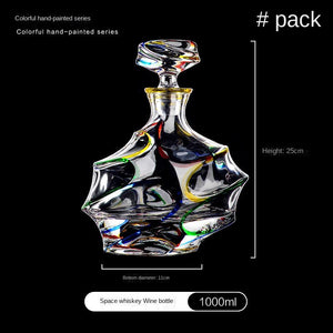Italian Craft Colorful Hand-painted Wine Jug Relief Carving Whisky Glass Decanter Lead-free Crystal Glass Wine Bottle Set 1000ML acacuss