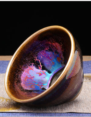 JIANZHAN Tenmoku Tea Cups Glorious Color Change by famous potter Zilong Liu Fired in Kiln Ceramic Tea Bowl Drinkware Gift Box acacuss