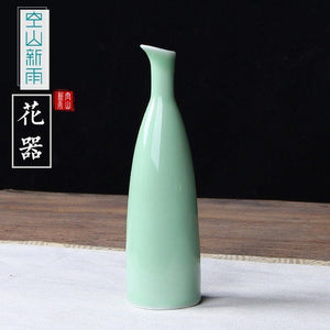 JINGDEZHEN Celadon Vase Chinese Ceramic Decoration Simple Long Flower Vase Home Decor Bone china Vase flower decoration acacuss