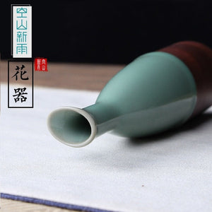 JINGDEZHEN Celadon Vase Chinese Ceramic Decoration Simple Long Flower Vase Home Decor Bone china Vase flower decoration acacuss