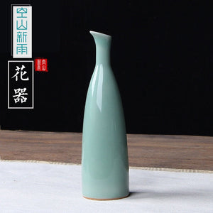 JINGDEZHEN Celadon Vase Chinese Ceramic Decoration Simple Long Flower Vase Home Decor Bone china Vase flower decoration acacuss
